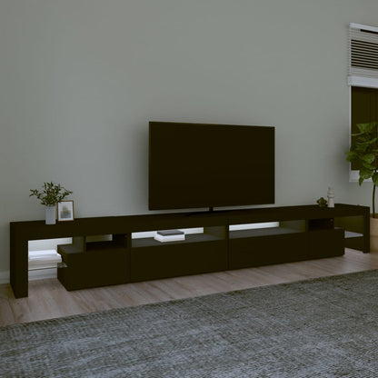TV-Møbel Svart TV-benk med LED-lys 290x36,5x40 cm