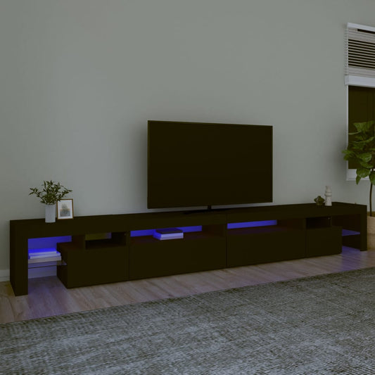 TV-Møbel Svart TV-benk med LED-lys 290x36,5x40 cm