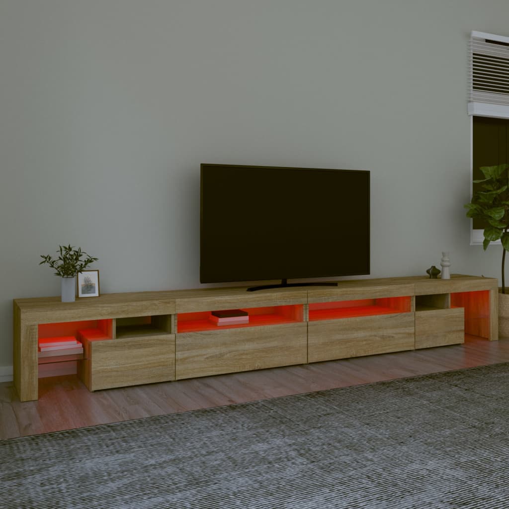 TV-Møbel Sonoma Eik TV-benk med LED-lys 290x36,5x40 cm