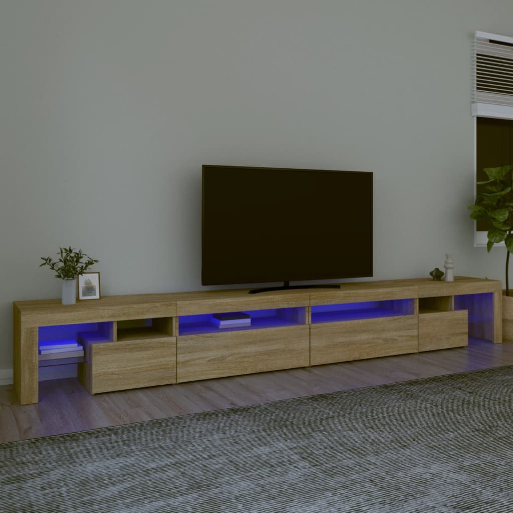 TV-Møbel Sonoma Eik TV-benk med LED-lys 290x36,5x40 cm