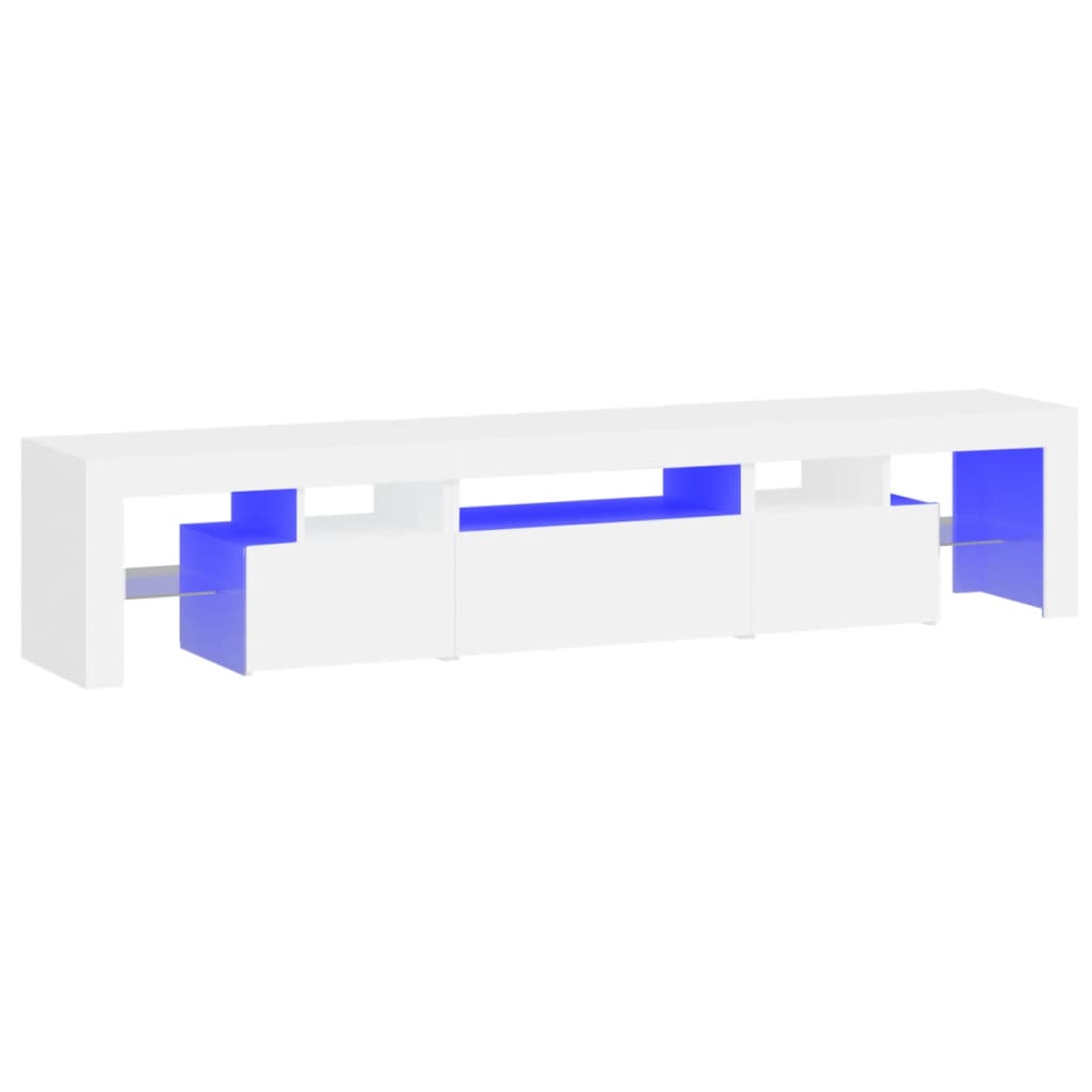TV-Møbel Hvit TV-benk med LED-lys 200x36,5x40 cm