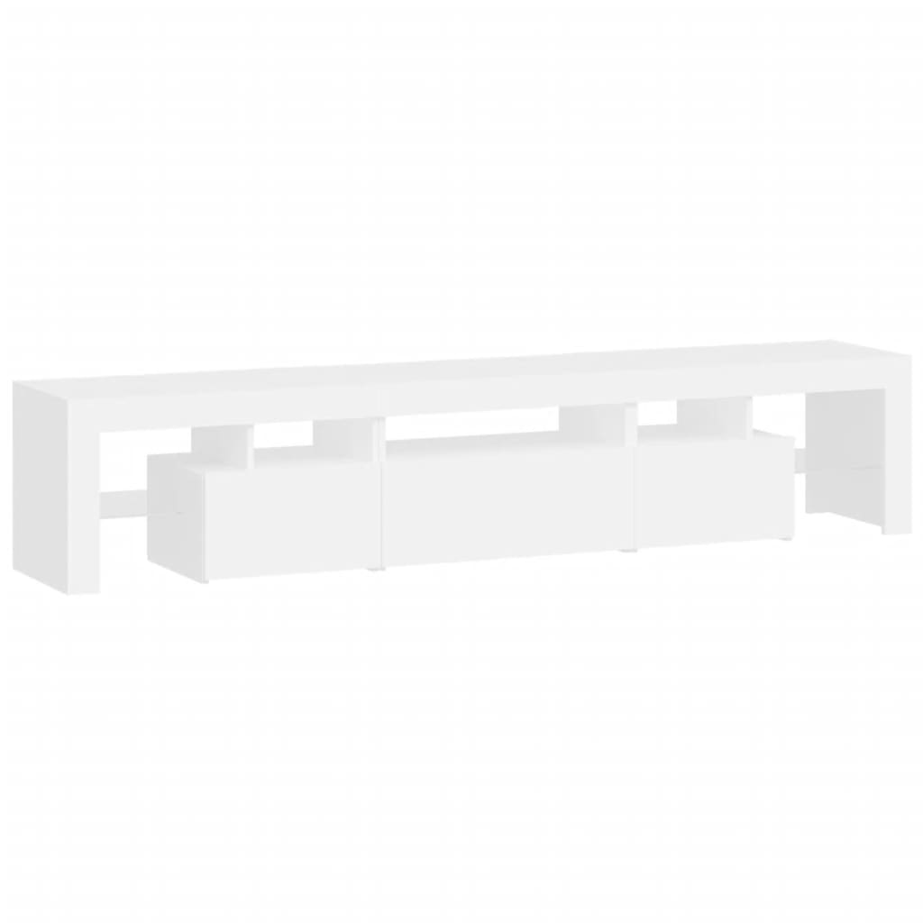 TV-Møbel Hvit TV-benk med LED-lys 200x36,5x40 cm