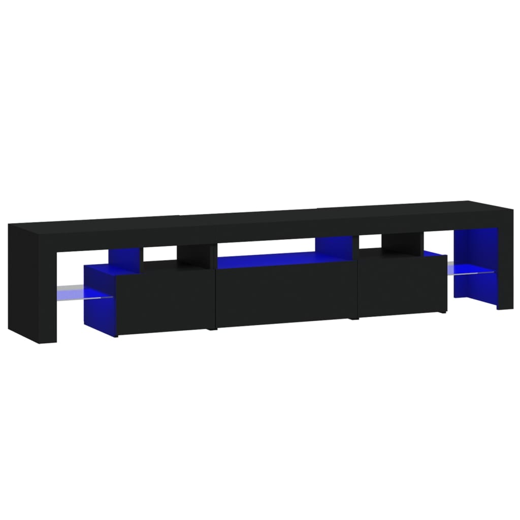 TV-Møbel Svart TV-benk med LED-lys 200 x 36,5 x 40 cm