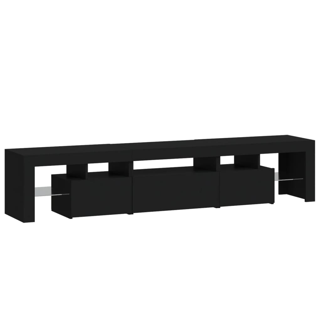 TV-Møbel Svart TV-benk med LED-lys 200 x 36,5 x 40 cm