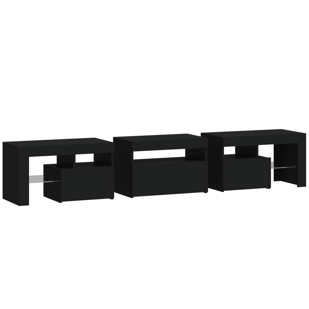 TV-Møbel Svart TV-benk med LED-lys 200 x 36,5 x 40 cm