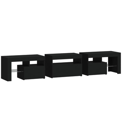 TV-Møbel Svart TV-benk med LED-lys 200 x 36,5 x 40 cm
