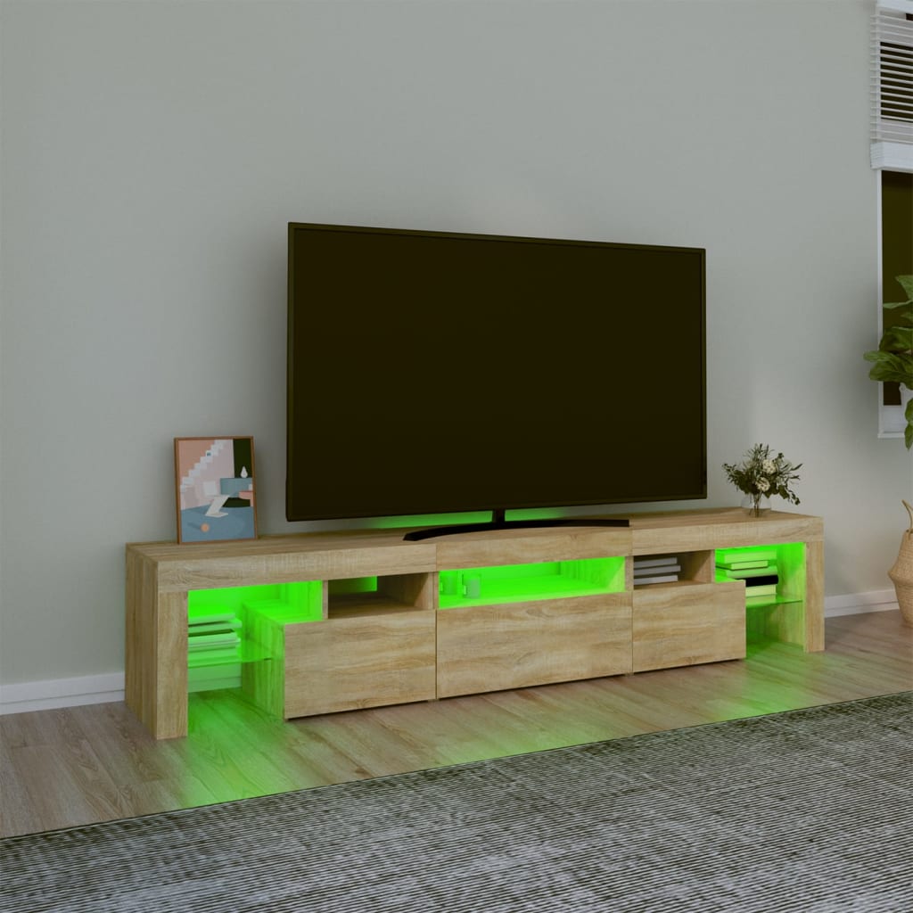 TV-Møbel Sonoma Eik TV-benk med LED-lys200 x 36,5 x 40 cm