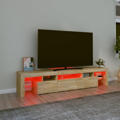 TV-Møbel Sonoma Eik TV-benk med LED-lys200 x 36,5 x 40 cm
