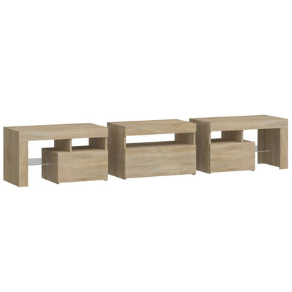 TV-Møbel Sonoma Eik TV-benk med LED-lys200 x 36,5 x 40 cm