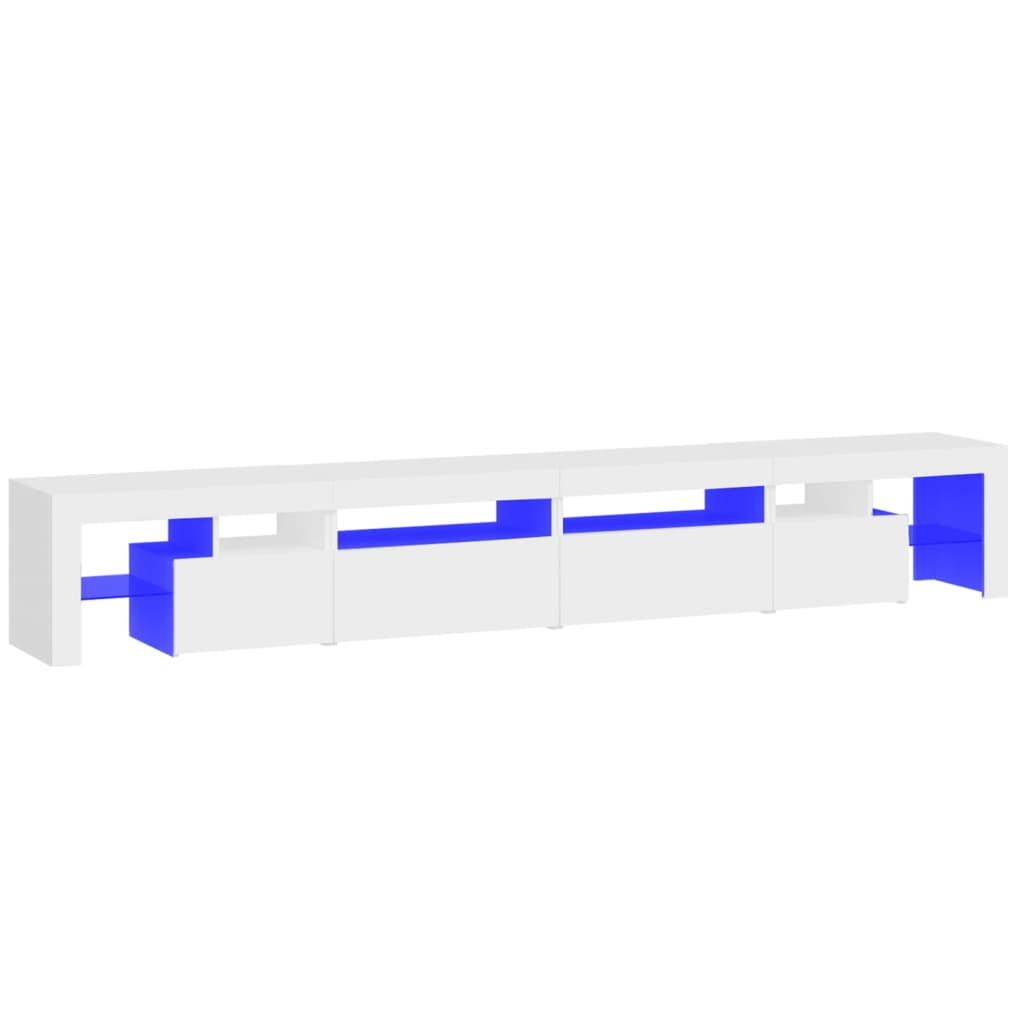 TV-Møbel Hvit TV-benk med LED-lys 260x36,5x40 cm