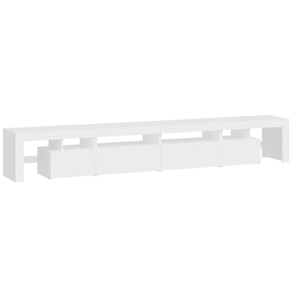 TV-Møbel Hvit TV-benk med LED-lys 260x36,5x40 cm