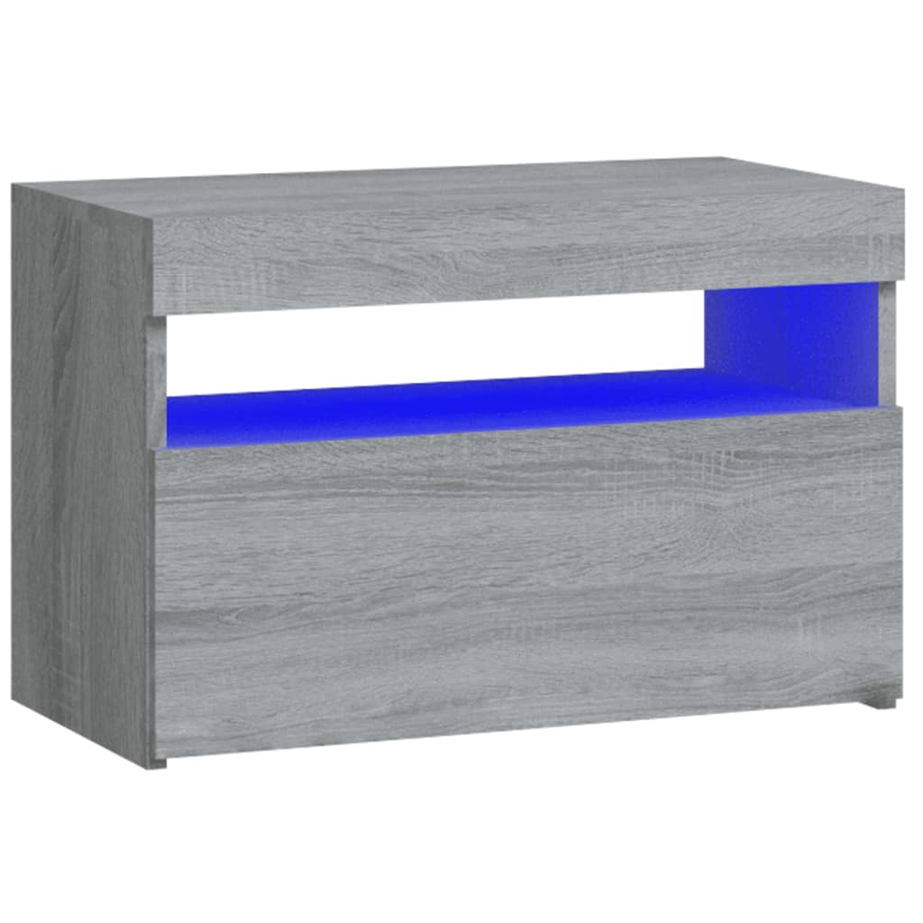 Nattbord Sengbord Sonoma Grå med LED 60x35x40 cm