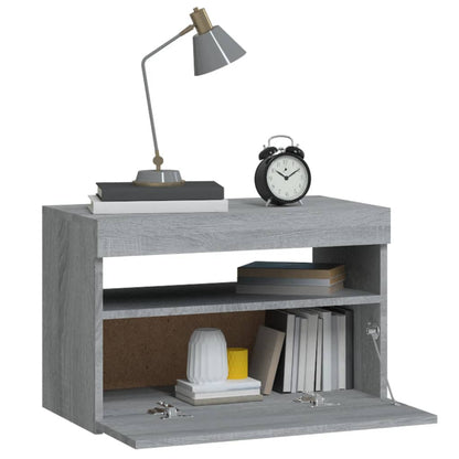 Nattbord Sengbord Sonoma Grå med LED 60x35x40 cm