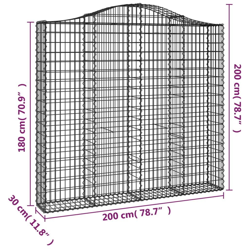 Gabionkurv buet 200x30x180/200 cm galvanisert jern