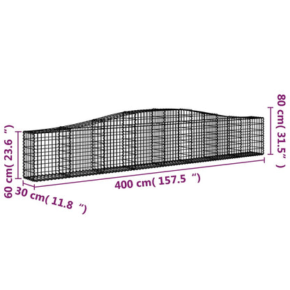 Gabionkurv buet 400x30x60/80 cm galvanisert jern