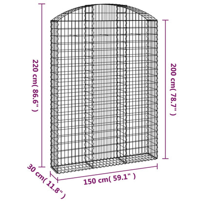 Gabionkurv buet 150x30x200/220 cm galvanisert jern
