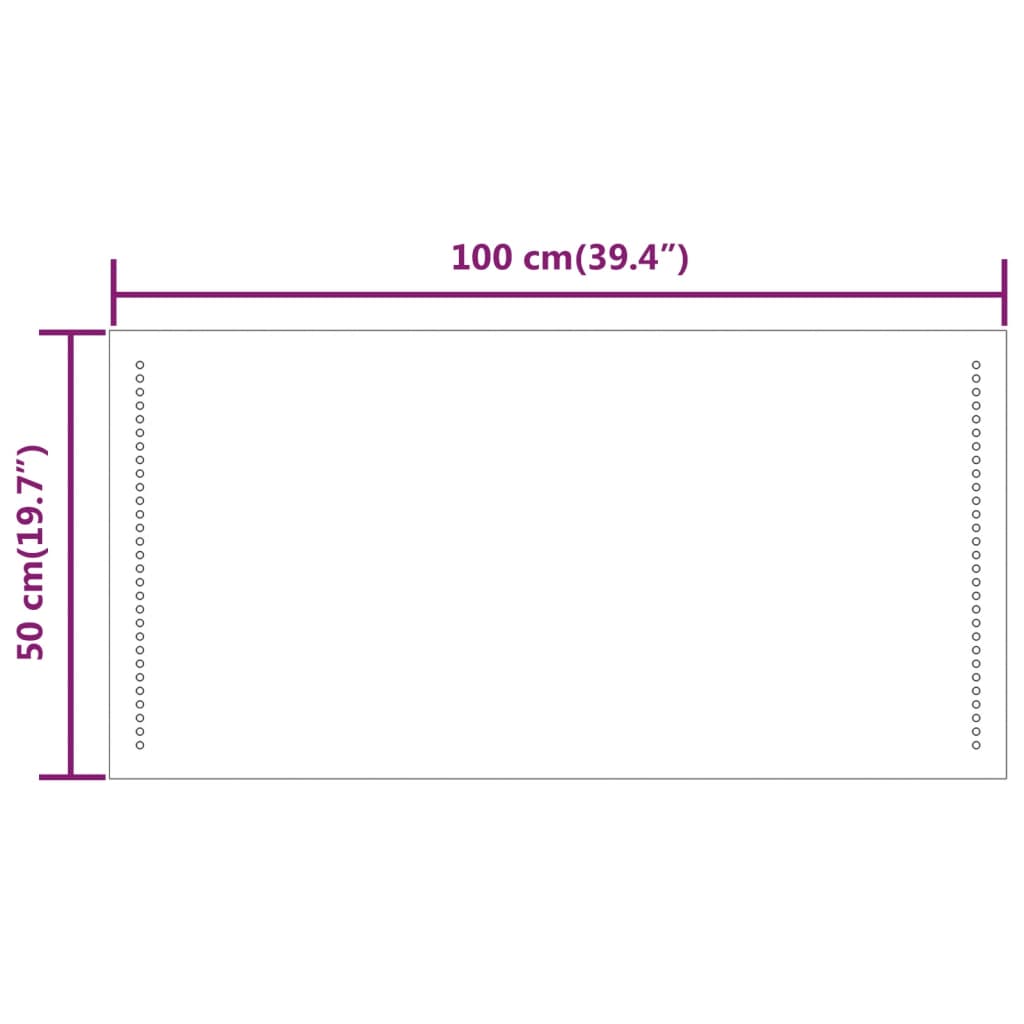 Baderomsspeil med LED 50x100 cm