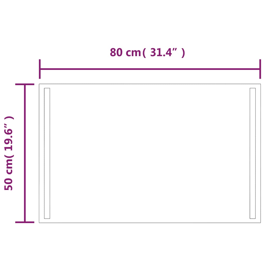 Baderomsspeil med LED 50x80 cm