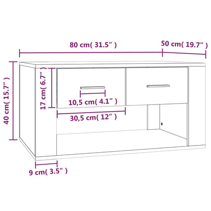 Salongbord Sofabord Hvit 80x50x40 cm