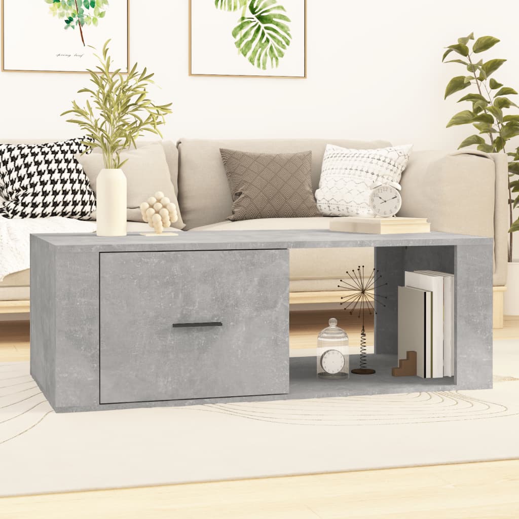 Salongbord Sofabord Betonggrå 100x50,5x35 cm