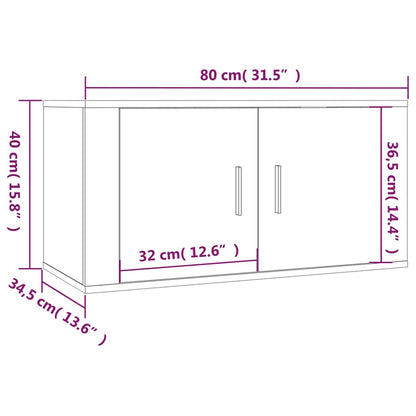 Vegghengte TV-benk betonggrå 30,5x30x30 cm