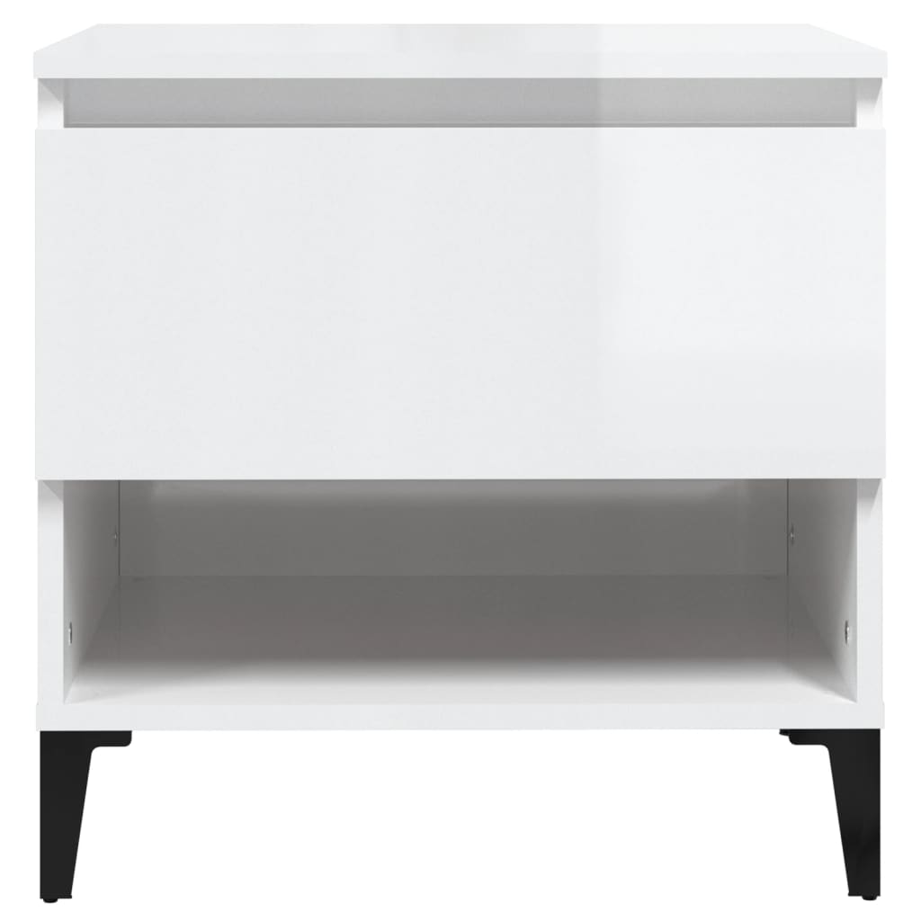 Sidebord Høyglans Hvit 2 stk 50x46x50 cm