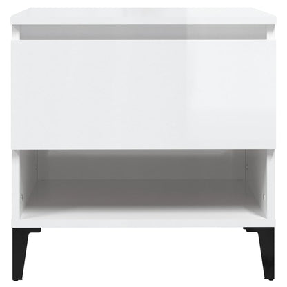 Sidebord Høyglans Hvit 2 stk 50x46x50 cm