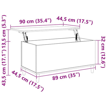 Salongbord hvit 90x44,5x45 cm konstruert tre