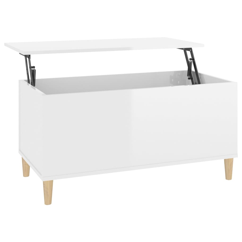 Salongbord Sofabord Høyglans Hvit 90x44,5x45 cm