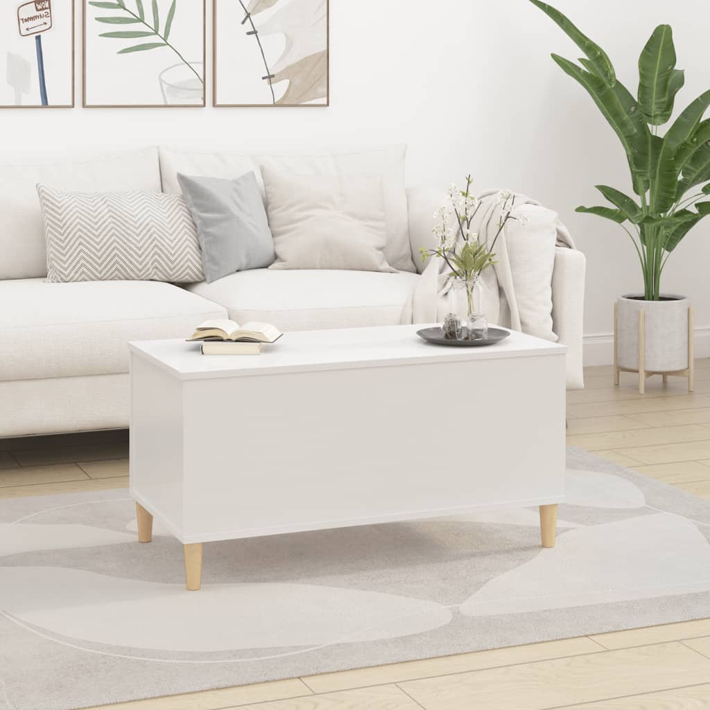 Salongbord Sofabord Høyglans Hvit 90x44,5x45 cm