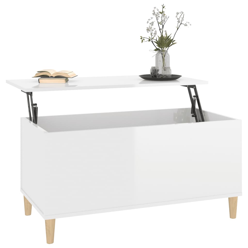 Salongbord Sofabord Høyglans Hvit 90x44,5x45 cm