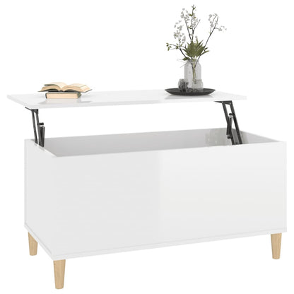 Salongbord Sofabord Høyglans Hvit 90x44,5x45 cm