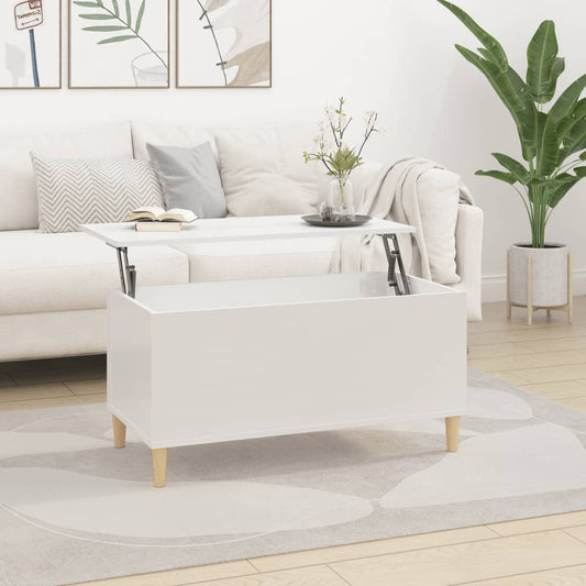 Salongbord Sofabord Høyglans Hvit 90x44,5x45 cm