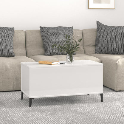 Salongbord Sofabord Høyglans Hvit 90x44,5x45 cm
