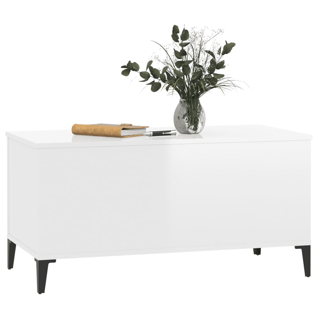 Salongbord Sofabord Høyglans Hvit 90x44,5x45 cm
