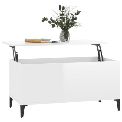 Salongbord Sofabord Høyglans Hvit 90x44,5x45 cm