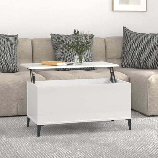 Salongbord Sofabord Høyglans Hvit 90x44,5x45 cm