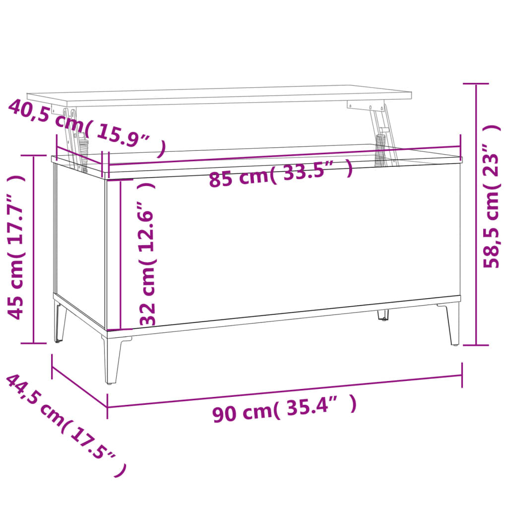 Salongbord Sofabord Brun Eik 90x44,5x45 cm
