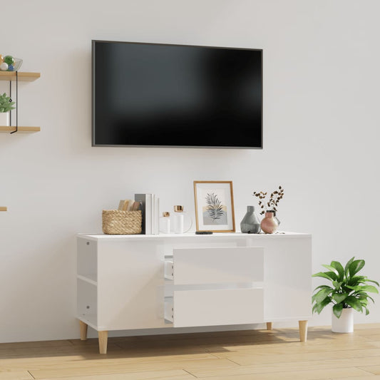 TV-Møbel Høyglans Hvit TV-benk 102x44,5x50 cm