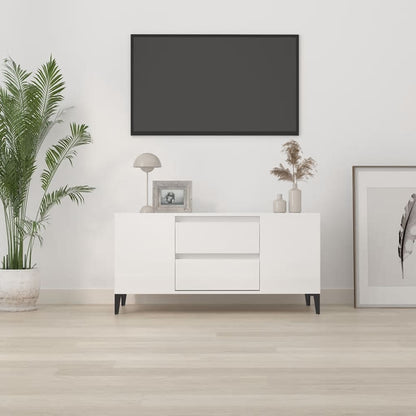 TV-Møbel Høyglans Hvit TV-benk 102x44,5x50 cm