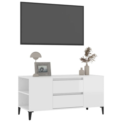 TV-Møbel Høyglans Hvit TV-benk 102x44,5x50 cm