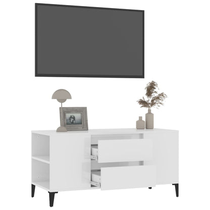TV-Møbel Høyglans Hvit TV-benk 102x44,5x50 cm