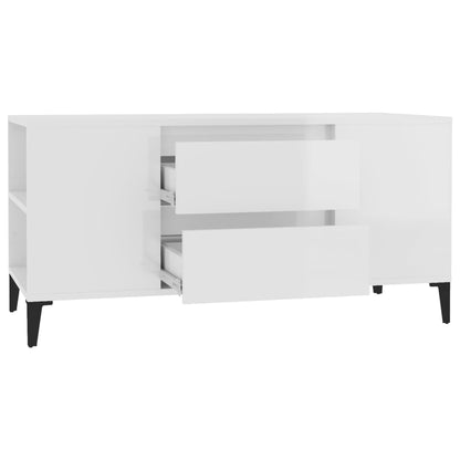 TV-Møbel Høyglans Hvit TV-benk 102x44,5x50 cm
