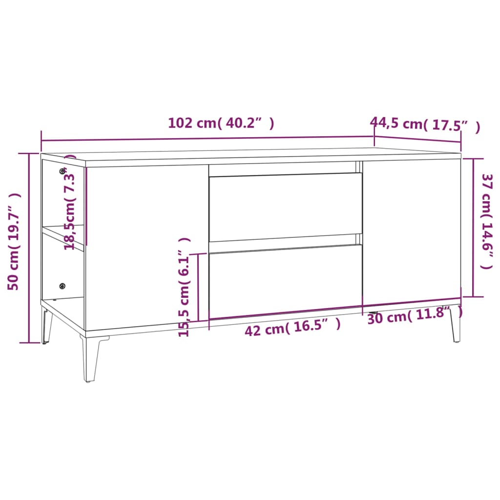 TV-Møbel Brun Eik TV-benk 102x44,5x50 cm