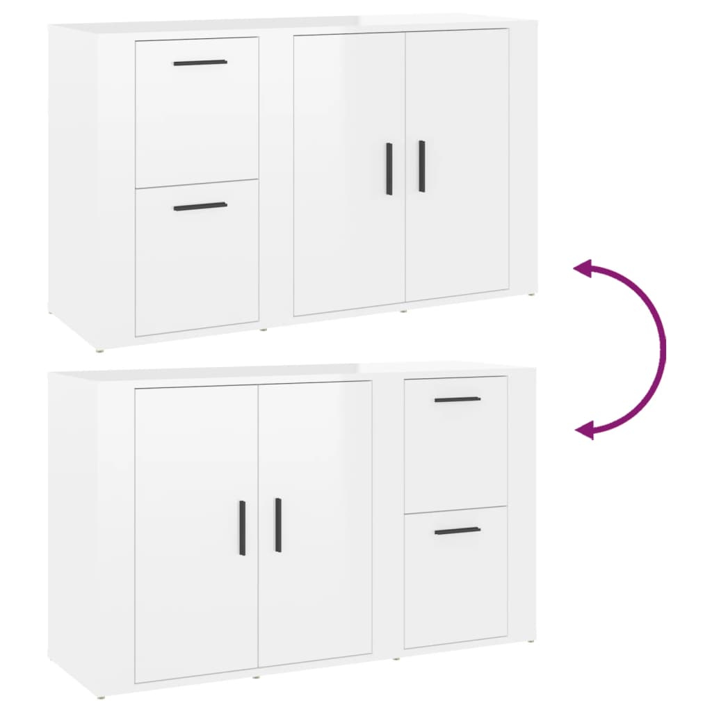 Skjenk Høyglans Hvit 100x33x59,5 cm