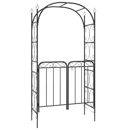 Hagebue med port Svart 108x45x235 cm stål