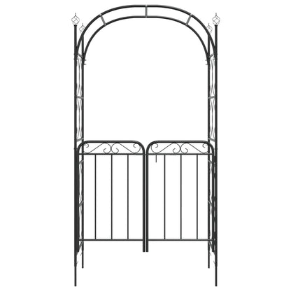 Hagebue med port Svart 108x45x235 cm stål