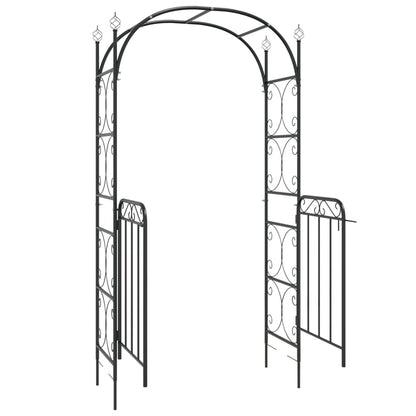 Hagebue med port Svart 108x45x235 cm stål