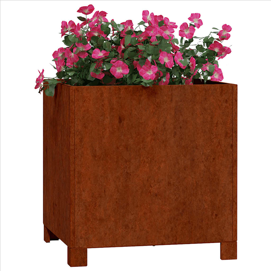 Plantekasser med ben 2 stk rust 40x40x40 cm cortenstål