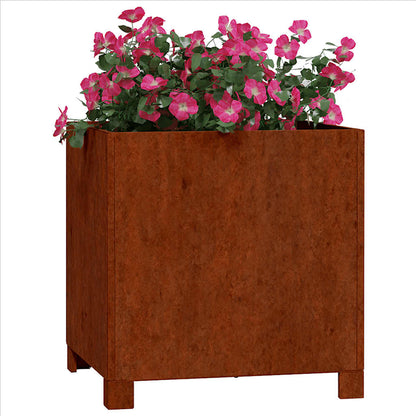 Plantekasser med ben 2 stk rust 40x40x40 cm cortenstål
